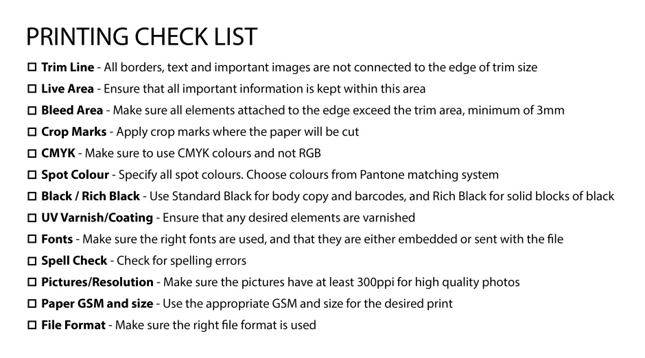 Print Check List